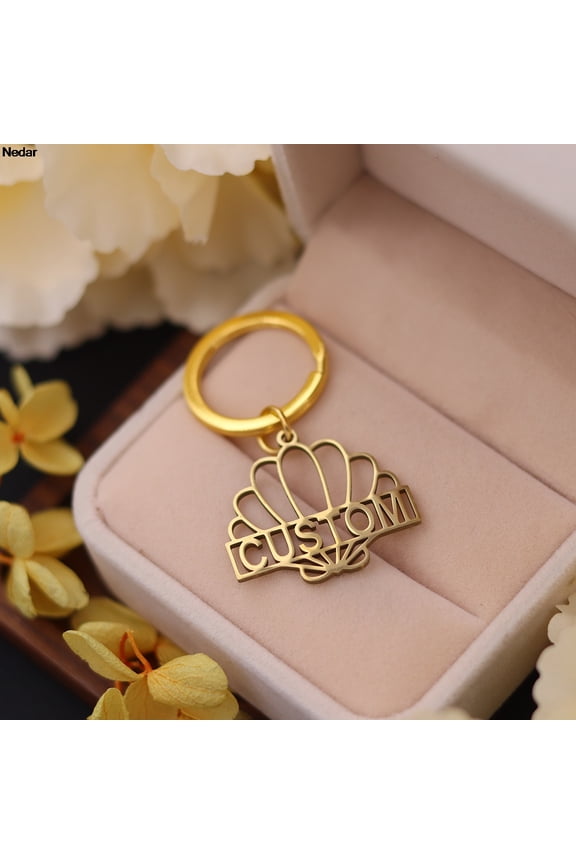 Shell Custom Name Keychain for Men Women Stainless Steel Conch Seashell Customized Beach Boho Summer Nameplate Keyring