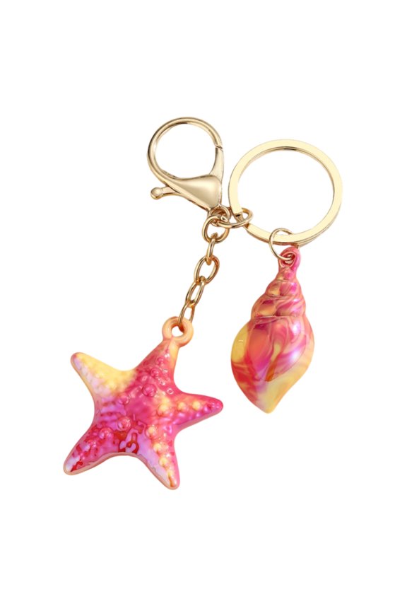 Shell Design Keychain - Vibrant Acrylic Star Pendant Keyring for Backpacks, Beach Vacation Essential