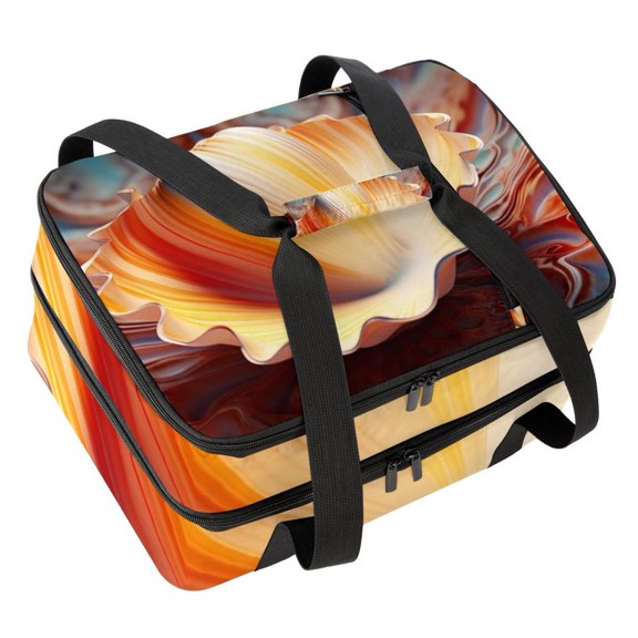 Shell Double-Layered Insulated Lunch Bag with Dual Compartments | Large Capacity Reusable Lunch Bags for Men and Women | 7.1x11.4x16.1 Inches Handheld Meal Bag for Work and School