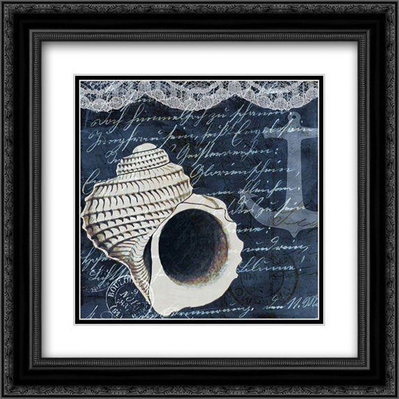 Shell Dreams 1 2x Matted 20x20 Black Ornate Framed Art Print by Allen, Kimberly