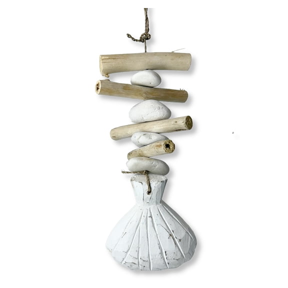 Shell Driftwood Hanging Coastal Decor - Beach Wood Seashell Garland Indoor Outdoor Patio Garden Gift 15"