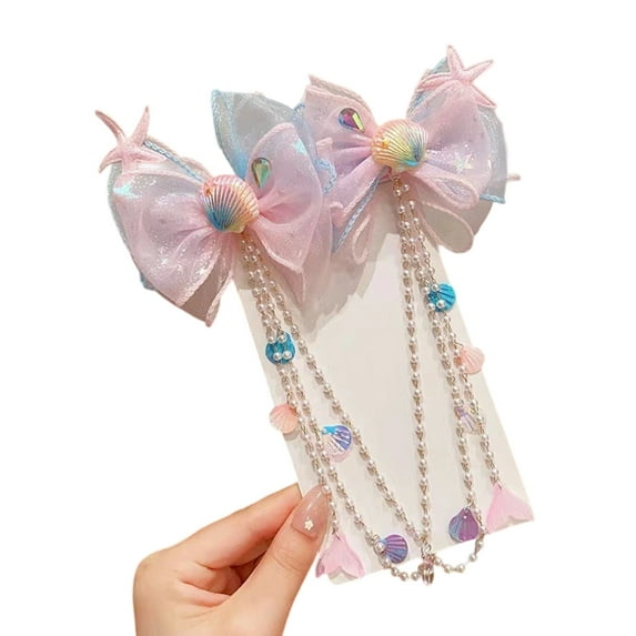 Shell Ear Hanging Multi Purpose Hair Ornament Pearls Embellished Hairband For Girls Girls Lightweight Fabric Hairpiece