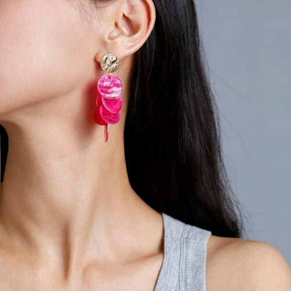 Shell Earrings For Women, Cluster Of R Nd Shell Op Dangle Earrings Summer Beach Jewelry[Z1012]