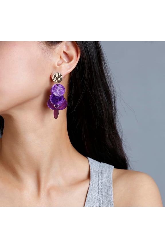 Shell Earrings For Women, Cluster Of R Nd Shell Op Dangle Earrings Summer Beach Jewelry[Z1013]