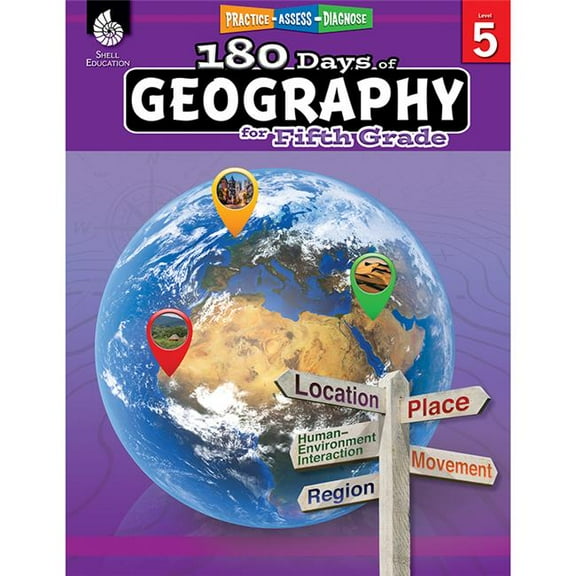 Shell Education 180 Days of Geography Book for Grade 5