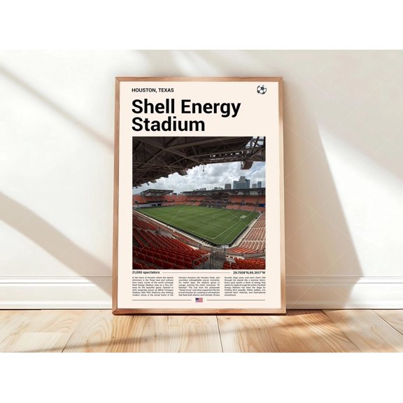 Shell Energy Stadium Stadium Image Print Mid Century Modern Soccer Sports Bedrooms Minimalist Office Wall Art, Unframed Poster