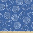 thumbnail image 1 of Ambesonne Shell Fabric by the Yard Upholstery, Seashells Outline Simplistic, 3 Yards, Cobalt Blue White, 1 of 4