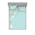 thumbnail image 1 of Shell Fitted Sheet & Pillow Sham Set, Thin Lines and Various Creative Seashells Beach Party Theme, Decorative Printed 6 Piece Bedding Decor Set, Queen, Seafoam Warm Taupe, by Ambesonne, 1 of 3