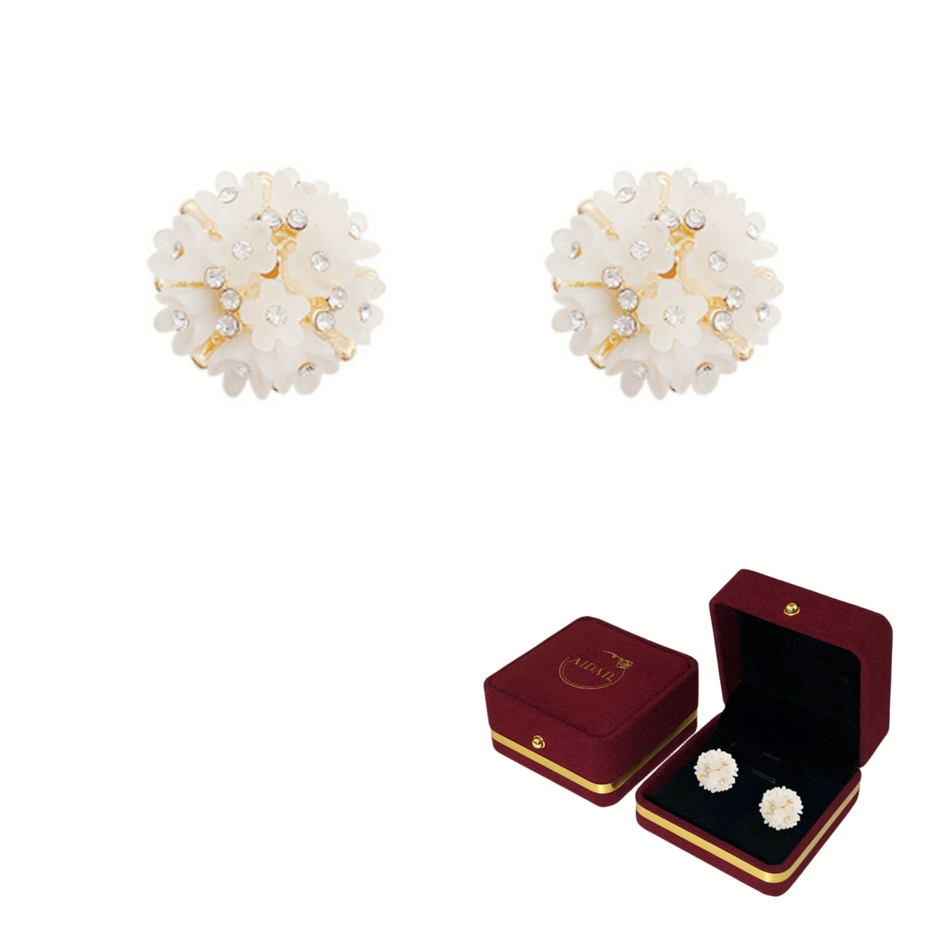 Shell Flower Pearl Earrings Ball Pearl Double Sided Stud Front Back ...