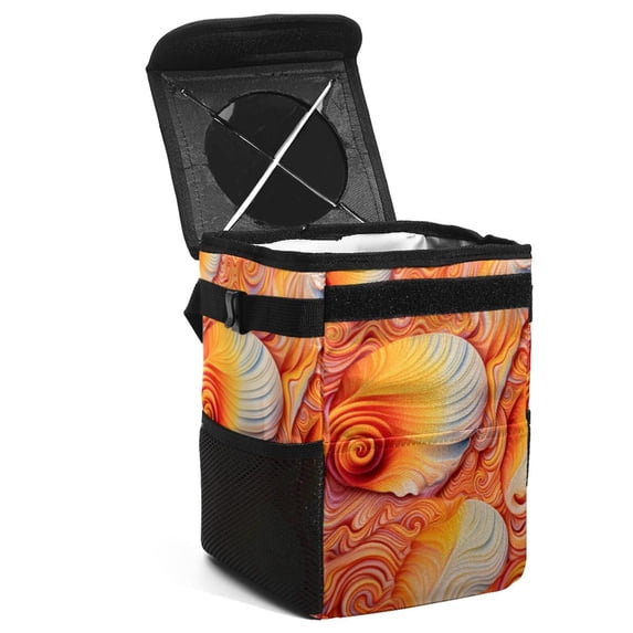 Shell Foldable Car Trash Bin with Lid, Leak-Proof, Hanging Storage Bag - Trash Can for Car, Car Garbage Can