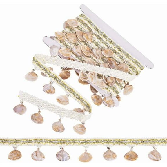 Shell Fringe Trim 2 Inch Wide Braid Lace Trim Scallop Hanging Ribbons Boho Tassel Ribbon Ethnic Style Lace Trimming for DIY handcrafting