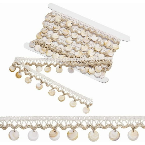 Shell Fringe Trim Braid Lace Trim 1-3/8 Inch Wide Shell Tassel Ribbon Boho Lace Trimming Ethnic Style Ribbons