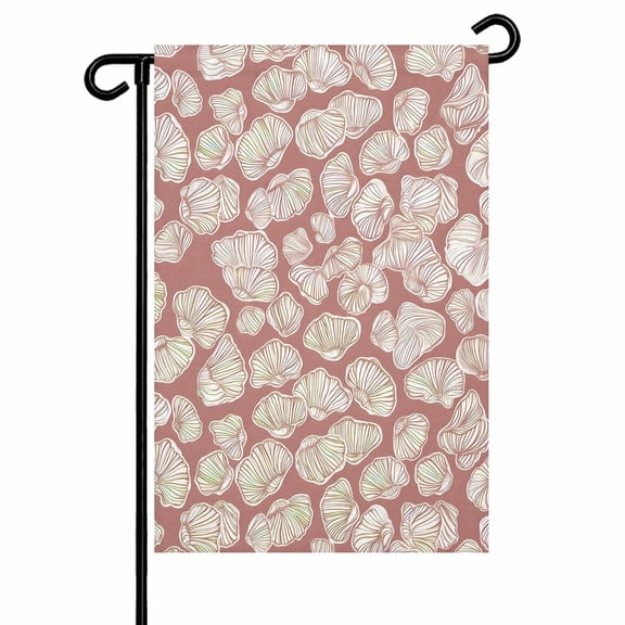 Shell Garden Flags for Outside Ocean Conch Marine Life Pink Double Sided Yard Flags Outdoor House Decoration, Small 12X18 Inch