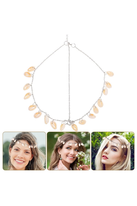 Seashell Headpiece Hair Pieces Headband Silver Hair Holding for Women Beach 1Pack