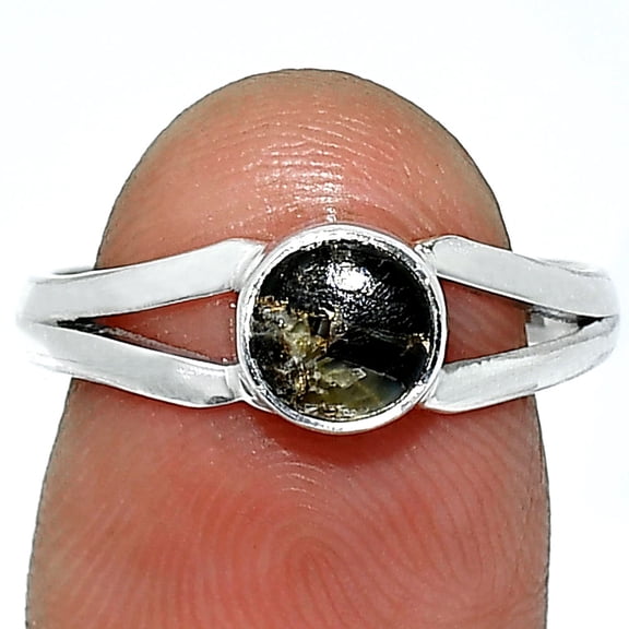 Shell In Black Turquoise - Arizona 925 Sterling Silver Ring s.8 Jewelry R-1505 SDR238301