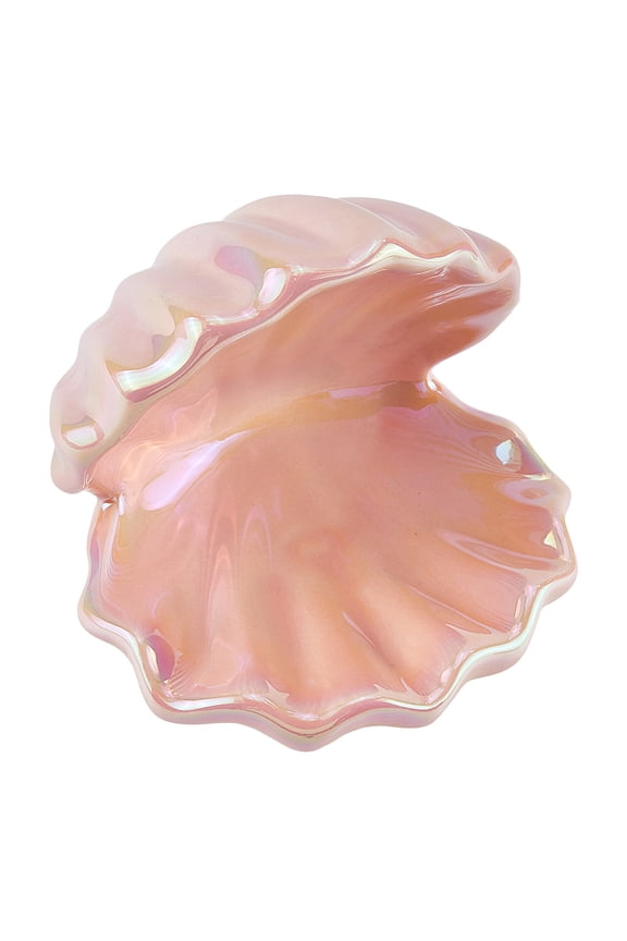 Shell Jewelry Dish Tray Ceramic Trinket Tray Pearl Pink Clamshell Jewelry Organizer Dish Ring Holder Tray Key Bowl Decorative Plate StorageDIY
