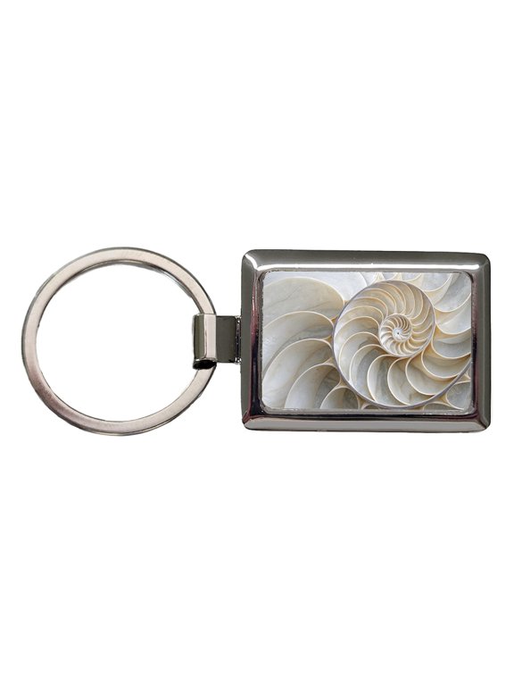 Shell Marble Swirl Metal Rectangle Keychain