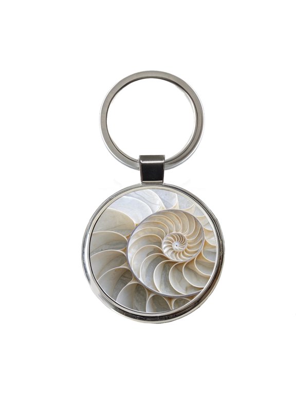 Shell Marble Swirl Metal Round Keychain