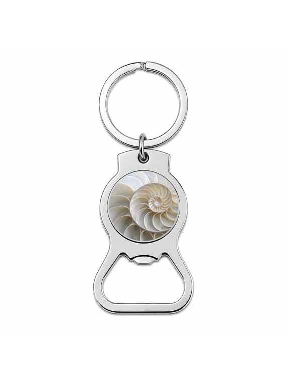 Shell Marble Swirl Portable Bottle Opener Metal Keychain