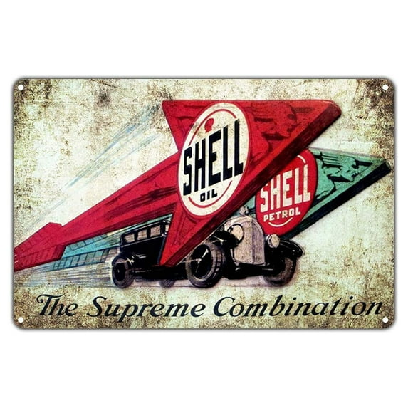 Shell Motor Oil Petrol Supreme Combination Gasoline Vintage Retro Metal Wall Decor Art Cave Bar Aluminum 18"x24" Sign