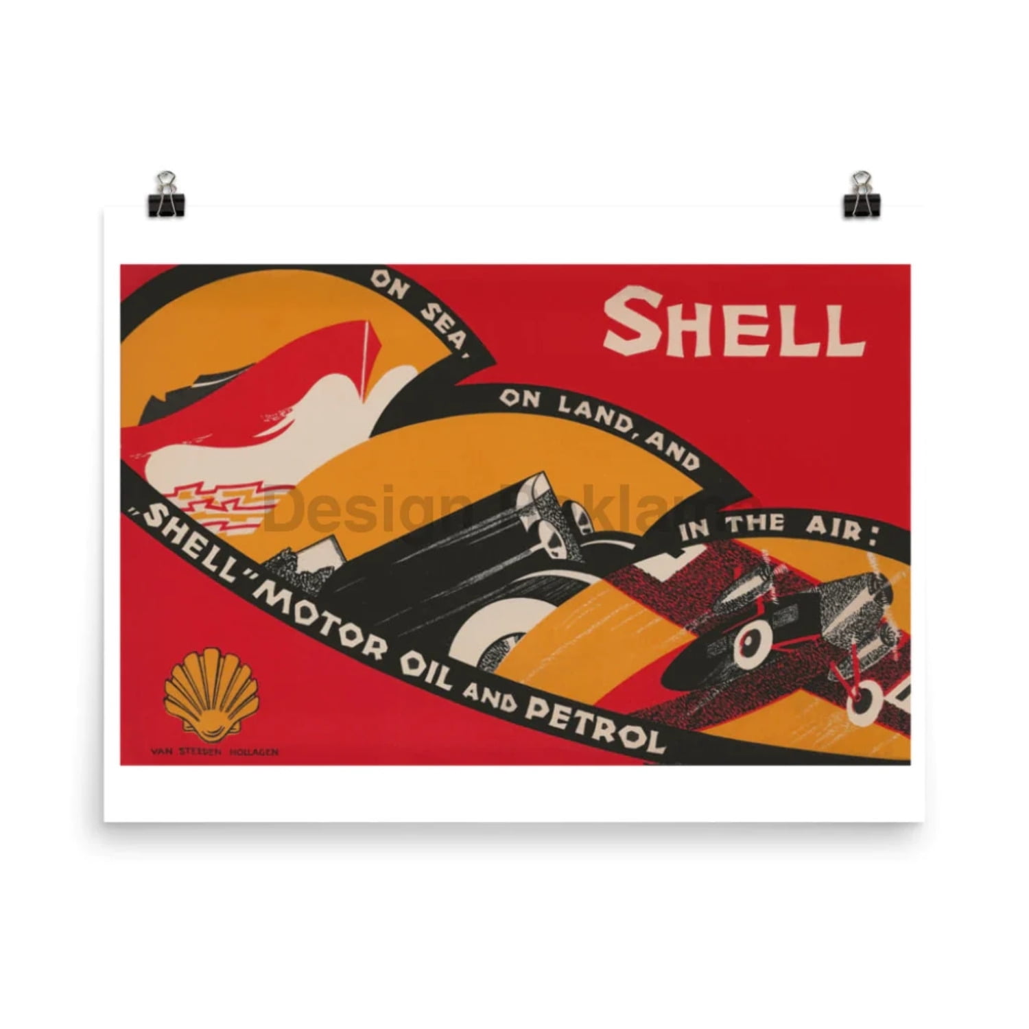 Shell Motor Oil and Petrol, circa 1933. Unframed Vintage Travel Poster ...