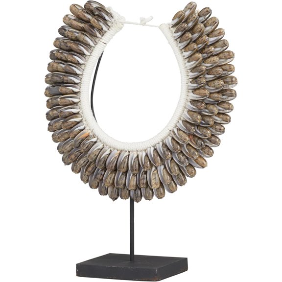 Shell Necklace Handmade rative Sculpture Home r Statue with Stand, Accent Figurine 12" x 6" x 15", Brown