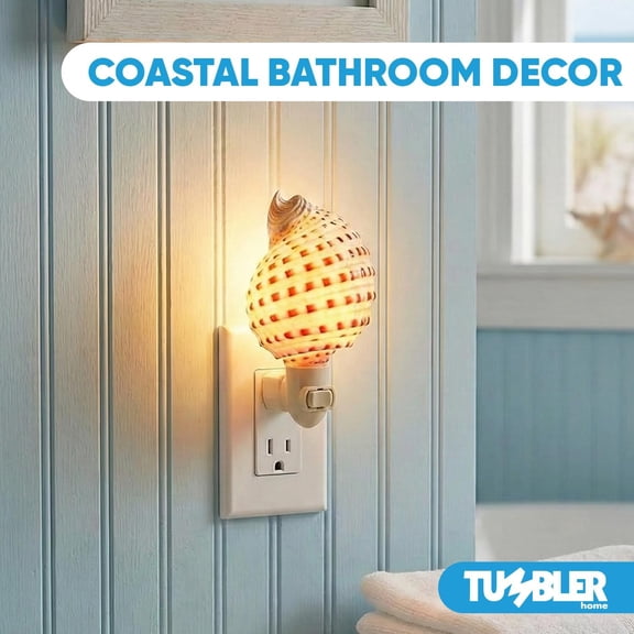 Shell Night Light, Seashell Nightlight for Bathroom, Unique Coastal Night Light for Nautical, Ocean & Beach Dcor
