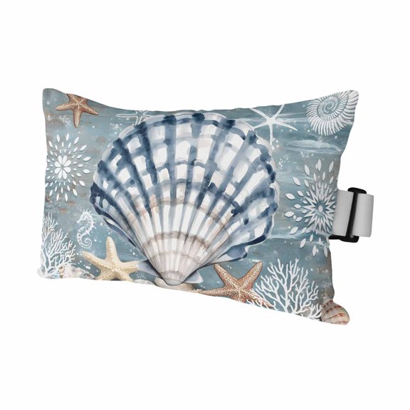Shell Outdoor Chaise Lounge Pillows Coral Starfish Coral Vintage Lumbar Pillows with Insert Adjustable Elastic Strap Headrest Pillow for Recliner Patio Chair 1 Pack 11x16 Inch