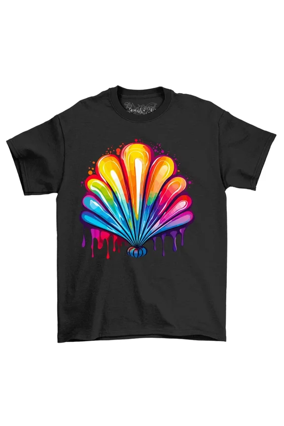 Shell Paint Drip Design T-Shirt - Funny And Artsy Colorful And Eye-Catching, Pe Unisex S-5XL Hot Trending Shirt, Vintage Birthday Gift