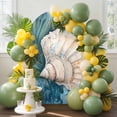 Shell Palm Leaf Arch Backdrop Cover, 6FT, Ocean Conch Blue Retro ...