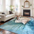 thumbnail image 1 of Shell Palm Leaf Large Area Rugs 6x9 ft Ocean Conch Blue Retro Background Washable Rug Non Slip Indoor Carpet Absorbent Floor Mat for Living Room Bedroom Dining Room, 1 of 9