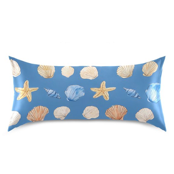 Shell Pattern Pillow Case Standard Size Silky Satin Pillow Cover for Bedroom 20x26 Inch