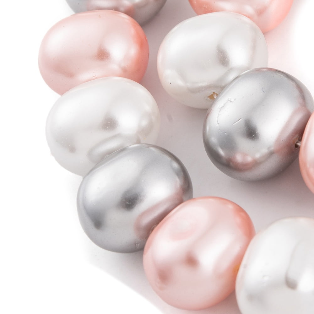 Shell Pearl Beads Strands Oval Colorful 12~13x15~16x12mm Hole: 1mm 30pcs/strand 15.5 inch Colorful