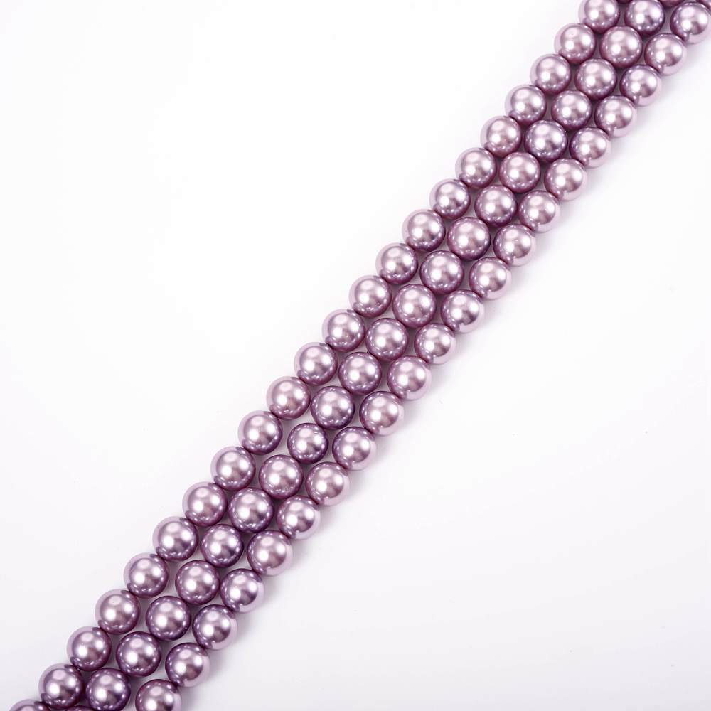 Shell Pearl Beads Strands Round Dyed Lavender Blush 8mm Hole: 1mm 48pcs/strand 15.7 inch(39.8cm)