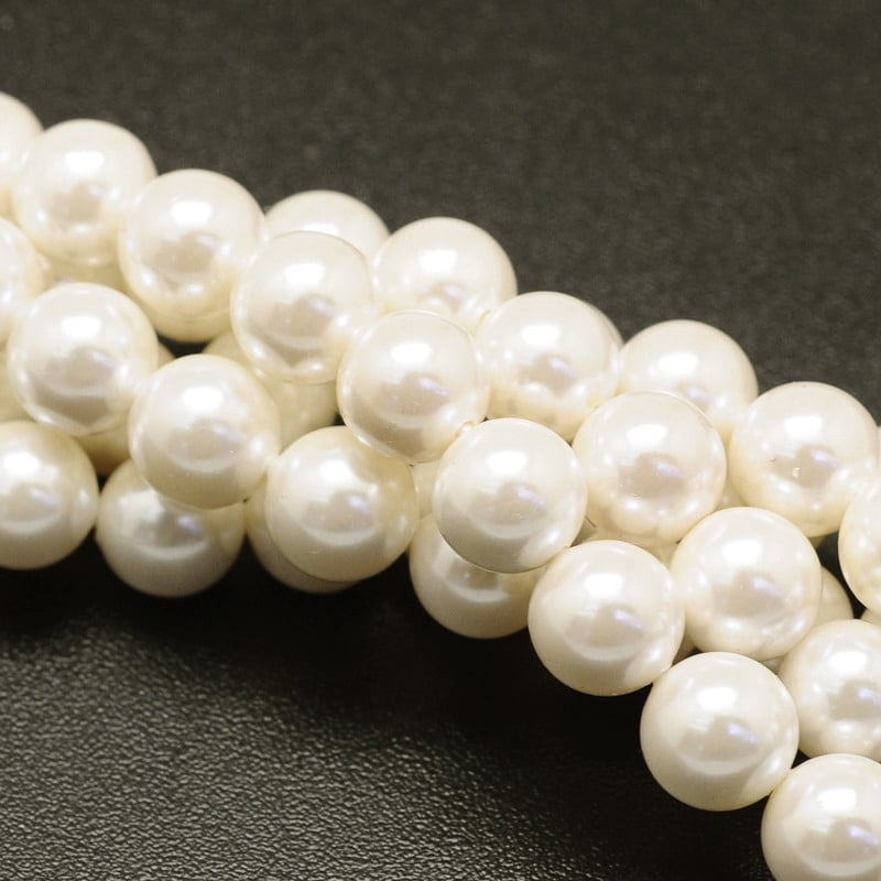 Shell Pearl Beads Strands Round White 14mm Hole: 1mm 28pcs/strand 16 inch