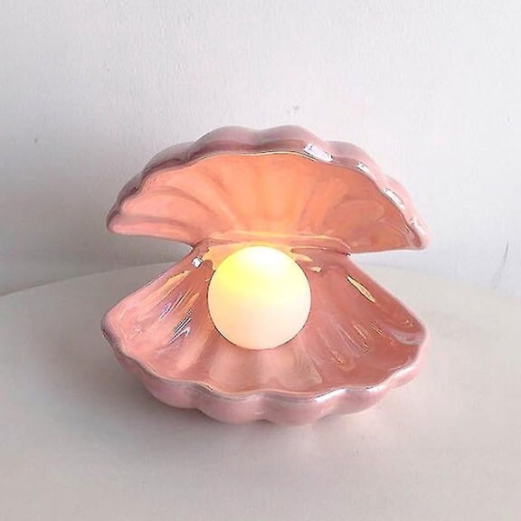 Shell Pearl Lamp, European Lamp Beads, Ceramic Table Lamp(Pink)
