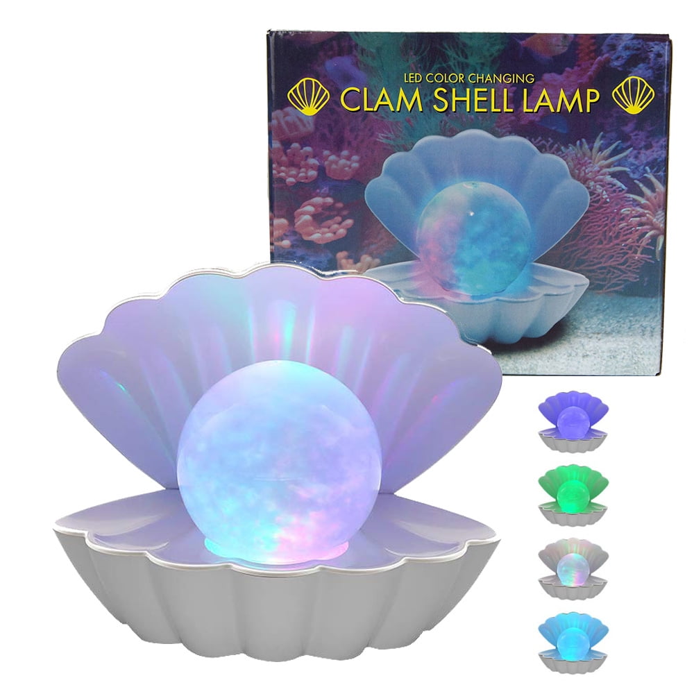 Shell Pearl Lamps, LED Colour Changing Glitter Beach Themed Lamp Clam