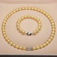 thumbnail image 1 of Shell Pearl Round Beaded Necklaces & Bracelets Sets for Women Gold 450x8mm 2pcs/set, 1 of 1