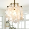 Shell Pendant Light 2 Tiers Round Chandelier Coastal Ceiling Hanging