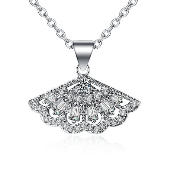 Shell Pendant Necklace,18K Gold Plated Full Micro-Inlay Luxury Zirconia