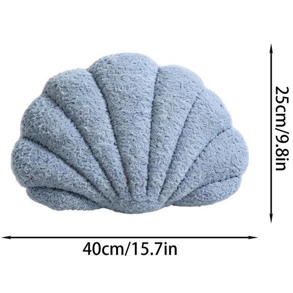 Shell Pillow, Seashell Throw Pillow with Soft Rabbit Plush for Couch Bed, Shell Shaped Decorative Ocean Pillow Stylish Beach Cushion for Room Home Decor
