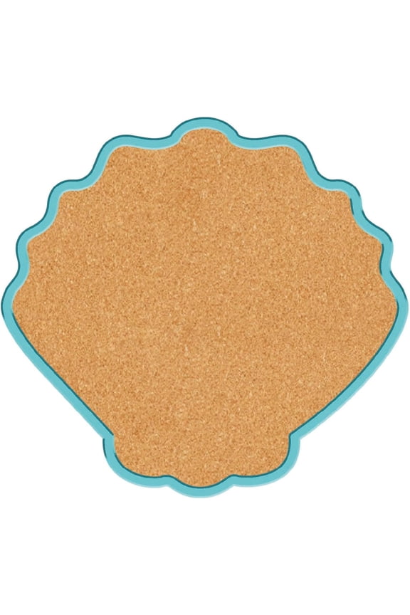 Shell Pin Cork Board 9.84x9.21In Framed Bulletin Display Badge Wooden Saddle Brown Wall Mounted Memory Memo Brooch Lapel Pin Holder Storage for DIY Home Office School Classroom Wedding Decoration