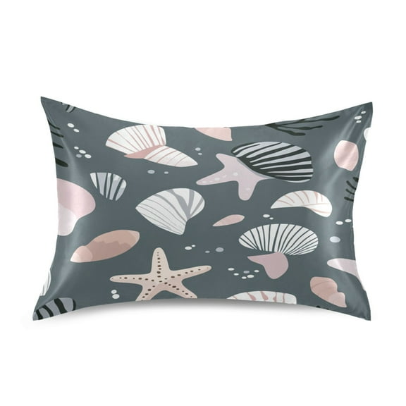 Shell Queen Size Pillowcase Silky Smooth Finish Anti Wrinkle Design Easy Envelope Closure 20x30in