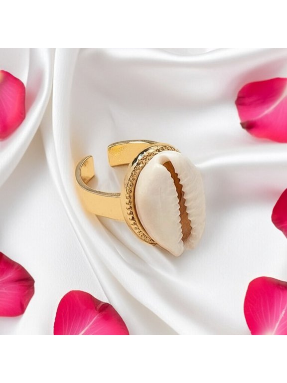 Shell Ring Adjustable Beach Style Jewelry Fashion Accessory for Women Summer Ocean Inspired Boho Statement Ring