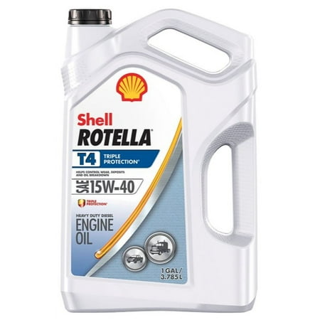 Shell Rotella 550045126 T4 15W-40 Heavy Duty Motor Oil Cleaner Piston, 1 gallon