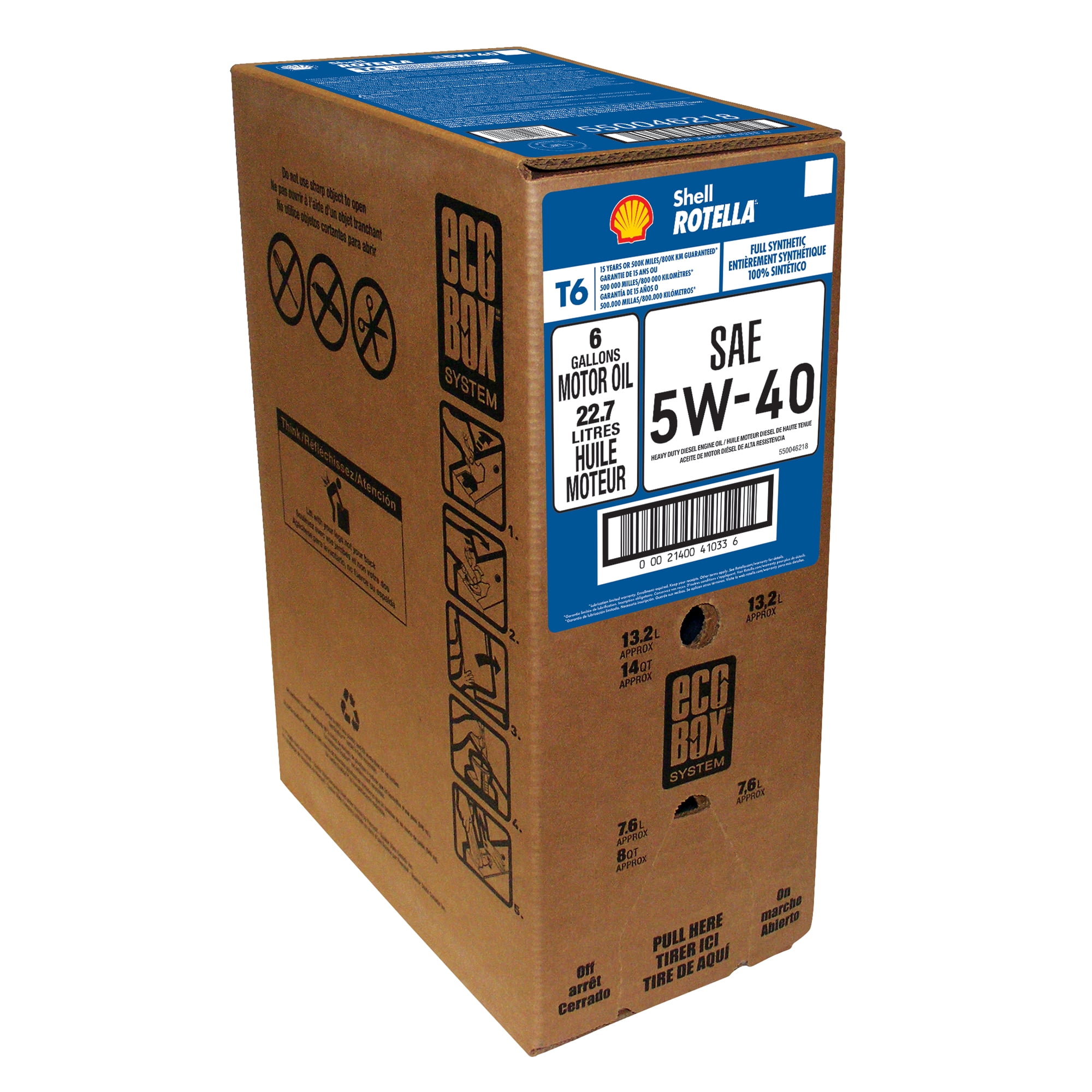 Shell Rotella T6 5W-40 Diesel Engine Oil Ecobox, 1 Quart -- offer valid for in store oil change only