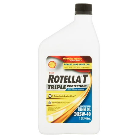 Shell Rotella T 15W-40 Heavy Duty Diesel Motor Oil, 1 qt.