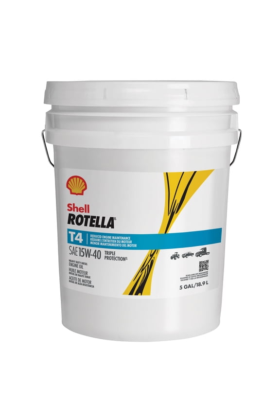 Shell Rotella T4 Triple Protection 15W-40 Diesel Engine Oil, 5 Gallon Pail
