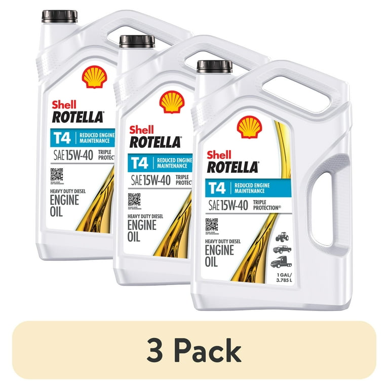3 pack) Shell Rotella T4 Triple Protection 15W-40 Diesel Motor Oil, 1  Gallon 