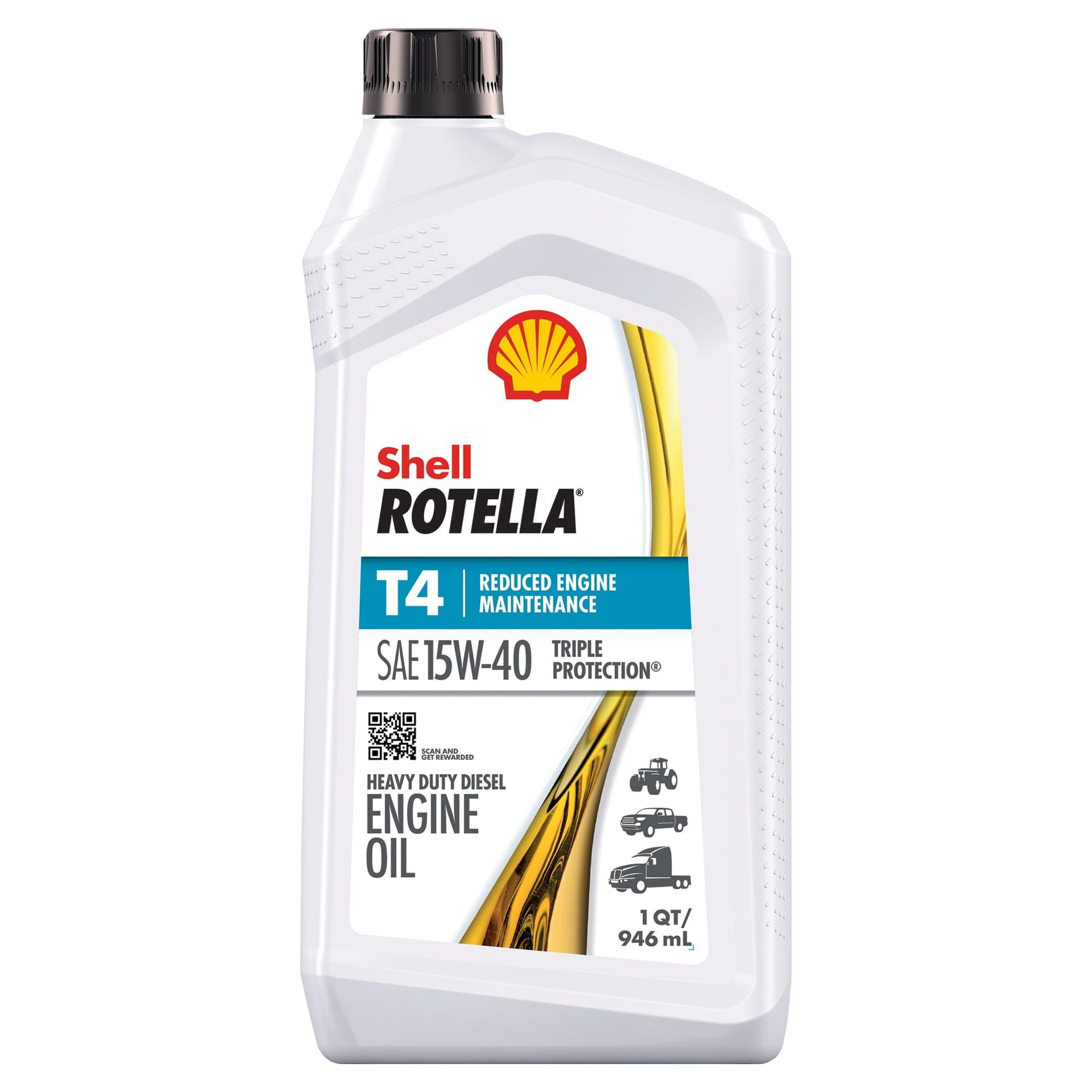 Shell Rotella T4 Triple Protection 15W-40 Diesel Motor Oil, 1 Quart 